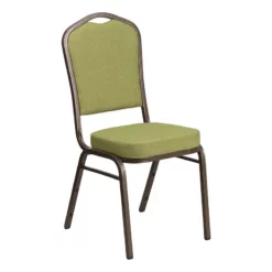 Bowery Hill Fabric/Steel Banquet Chair In Green/Goldvein/Citron Yellow