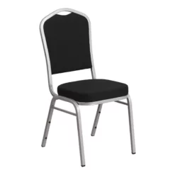Bowery Hill Fabric/Steel Banquet Stack Chair In Silver/Black