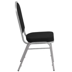 Bowery Hill Fabric/Steel Banquet Stack Chair In Silver/Black -CYMAX Sales 1817091 6 L
