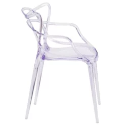 Bowery Hill Polycarbonate Plastic Transparent Stacking Side Chair In Clear -CYMAX Sales 1817097 6 L