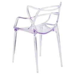 Bowery Hill Polycarbonate Plastic Transparent Stacking Side Chair In Clear -CYMAX Sales 1817097 7 L
