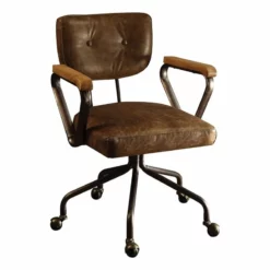 Bowery Hill Leather Swivel Office Chair In Vintage Black -CYMAX Sales 1817819 5 L 1