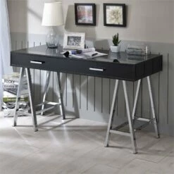 Rosebery Kids Home Office Desk In Black And Chrome