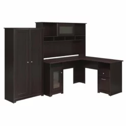 Pemberly Row 3 Piece Office Set In Espresso Oak