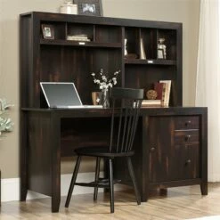Pemberly Row Computer Desk With Hutch In Char Pine -CYMAX Sales 1820011 10 L