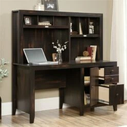 Pemberly Row Computer Desk With Hutch In Char Pine -CYMAX Sales 1820011 16 L