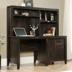 Pemberly Row Computer Desk With Hutch In Char Pine -CYMAX Sales 1820011 17 L