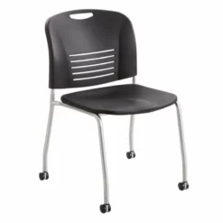 Pemberly Row Straight Leg Stacking Chair In Black (Set Of 2)