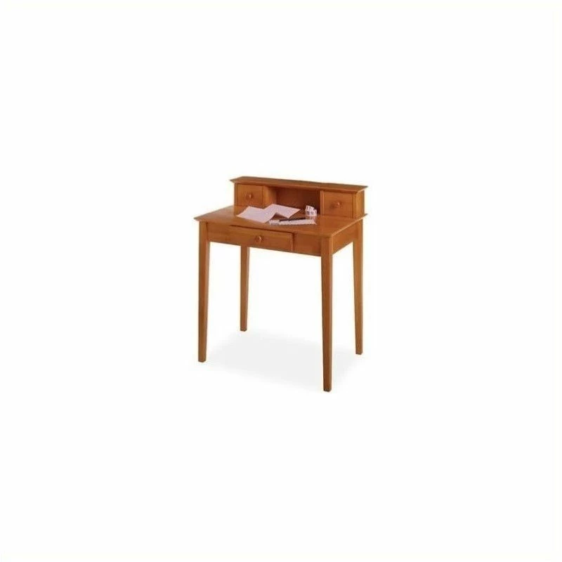 Pemberly Row Solid Wood Writing Desk With Hutch In Honey 3 Pemberly Row Solid Wood Writing Desk With Hutch In Honey