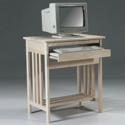 Pemberly Row Unfinished Mission Wood Computer Cart 8 Pemberly Row Unfinished Mission Wood Computer Cart -CYMAX Sales 1820728 2 L