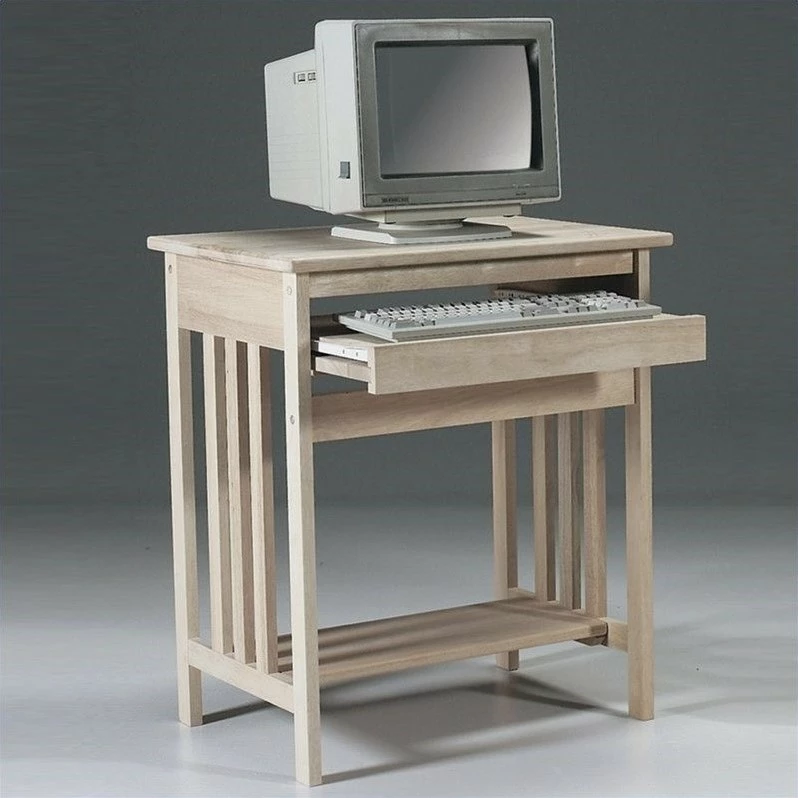Pemberly Row Unfinished Mission Wood Computer Cart 5 Pemberly Row Unfinished Mission Wood Computer Cart - Image 3