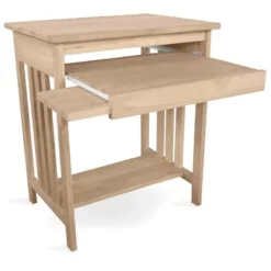 Pemberly Row Unfinished Mission Wood Computer Cart 9 Pemberly Row Unfinished Mission Wood Computer Cart -CYMAX Sales 1820728 3 L