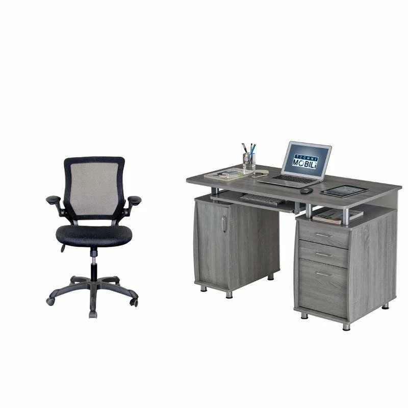 2 Piece Office Set With Office Chair And Desk In Gray And Black 3 2 Piece Office Set With Office Chair And Desk In Gray And Black