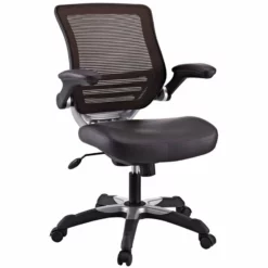 Hawthorne Collection Faux Leather Mesh Office Chair In Brown -CYMAX Sales 1823708 L