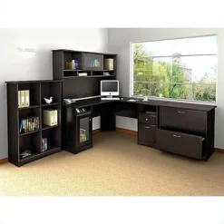 Bush Furniture Cabot 2 Piece Office Set With Filing Cabinet And Desk In Espresso Oak -CYMAX Sales 1826521 9 L