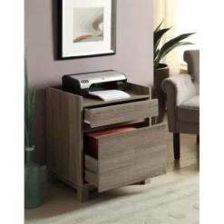 Linon Tracey Writing Desk With 2 Drawer File Cabinet In Gray -CYMAX Sales 1829750 2 L