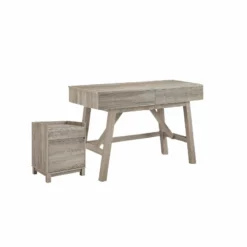 Linon Tracey 3 Piece Transitional Office Set In Rustic Gray -CYMAX Sales 1829750 L 1