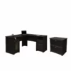 2 Piece Office Set With L Shape Desk And Filing Cabinet In Espresso Oak -CYMAX Sales 1832611 L