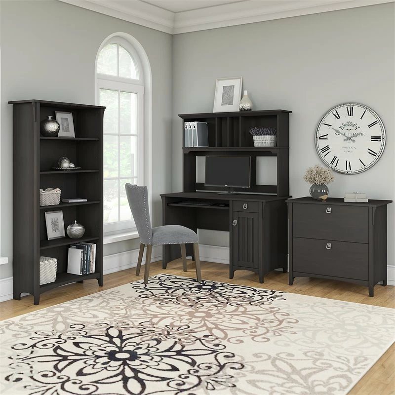 Bush Salinas Mission Desk 4-Piece Engineered Wood Office Suite In Antique White 4 Bush Salinas Mission Desk 4-Piece Engineered Wood Office Suite In Antique White - Image 2