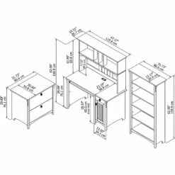 Bush Salinas Mission Desk 4-Piece Engineered Wood Office Suite In Antique White 27 Bush Salinas Mission Desk 4-Piece Engineered Wood Office Suite In Antique White -CYMAX Sales 1833617 5 L