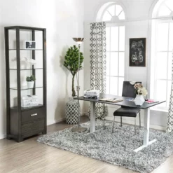 Furniture Of America Seantay Metal Adjustable Long Desk With USB In Gray -CYMAX Sales 1838895 3 L