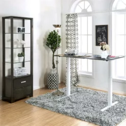 Furniture Of America Seantay Metal Adjustable Long Desk With USB In Gray -CYMAX Sales 1838895 4 L