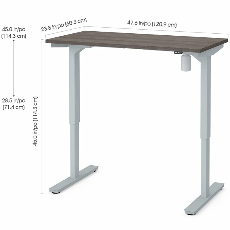 Bestar 48" Electric Adjustable Standing Desk In Bark Gray 6 Bestar 48" Electric Adjustable Standing Desk In Bark Gray - Image 4