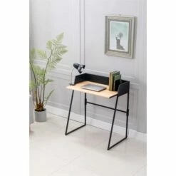 Boraam Aero 2 Piece Writing Desk Set In Natural And Black -CYMAX Sales 1845175 32 L