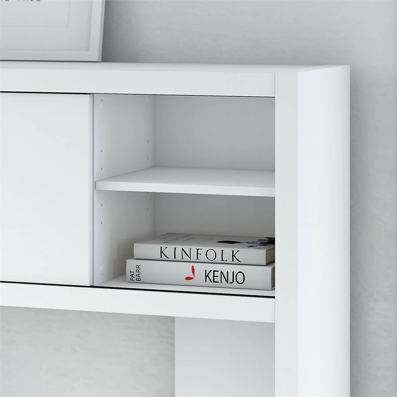 Echo 60W Credenza Desk With 2 Door Hutch In White - Engineered Wood 7 Echo 60W Credenza Desk With 2 Door Hutch In White - Engineered Wood - Image 5