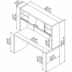 Echo 60W Credenza Desk With 2 Door Hutch In White - Engineered Wood 14 Echo 60W Credenza Desk With 2 Door Hutch In White - Engineered Wood -CYMAX Sales 1845220 5 L
