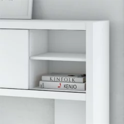 Echo L Shaped Desk With 2 Door Hutch In Pure White - Engineered Wood -CYMAX Sales 1845221 3 L