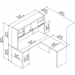 Echo L Shaped Desk With 2 Door Hutch In Pure White - Engineered Wood -CYMAX Sales 1845221 4 L