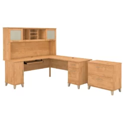 Bush Furniture Somerset 72W L Shaped Desk With Hutch And File Cabinet In Cherry -CYMAX Sales 1854393 7 L