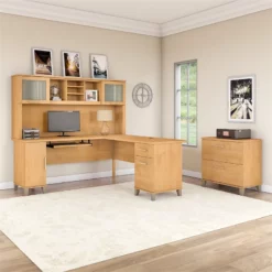 Bush Furniture Somerset 72W L Shaped Desk With Hutch And File Cabinet In Cherry -CYMAX Sales 1854393 8 L
