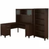 Bush Furniture Somerset 60W L Desk With Hutch & Bookcase In Cherry -CYMAX Sales 1854397 L