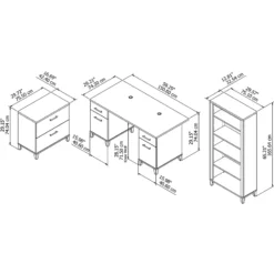 Bush Furniture Somerset 60W Office Desk With File Cabinet & Bookcase In Cherry -CYMAX Sales 1854406 12 L