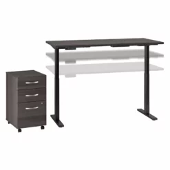 Move 60 Series 60W X 30D Height Adjustable Desk With Storage In Gray -CYMAX Sales 1861094 L