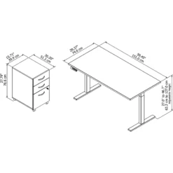 Move 60 Series 60W X 30D Height Adjustable Desk With Storage In Gray -CYMAX Sales 1861100 5 L