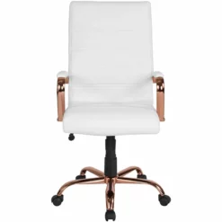 Flash Furniture Mid Back Leather Office Swivel Chair In White And Rose Gold -CYMAX Sales 1861415 1 L