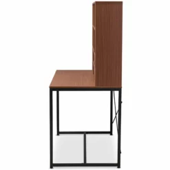 Baxton Studio Edwin Writing Desk With Bookcase Hutch In Light Brown -CYMAX Sales 1862302 3 L