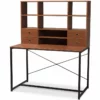 Baxton Studio Edwin Writing Desk With Bookcase Hutch In Light Brown -CYMAX Sales 1862302 L