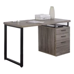 Bowery Hill Wood/Metal Home Office Rectangular Writing Desk In Gray/Black 8 Bowery Hill Wood/Metal Home Office Rectangular Writing Desk In Gray/Black -CYMAX Sales 1865784 1 L