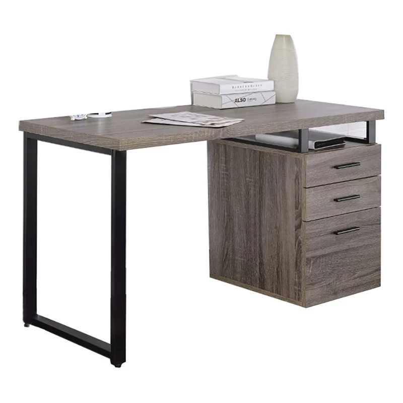 Bowery Hill Wood/Metal Home Office Rectangular Writing Desk In Gray/Black 5 Bowery Hill Wood/Metal Home Office Rectangular Writing Desk In Gray/Black - Image 3