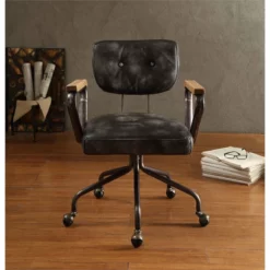 Bowery Hill Leather Swivel Office Chair In Vintage Whiskey Brown -CYMAX Sales 1865914 2 L