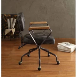 Bowery Hill Leather Swivel Office Chair In Vintage Whiskey Brown -CYMAX Sales 1865914 3 L