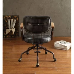 Bowery Hill Leather Swivel Office Chair In Vintage Whiskey Brown -CYMAX Sales 1865914 4 L