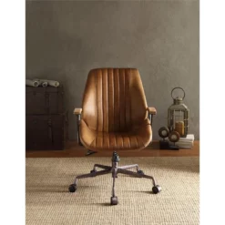 Bowery Hill Leather Adjustable And Swivel Office Chair In Cocoa -CYMAX Sales 1865915 7 L
