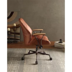 Bowery Hill Leather Adjustable And Swivel Office Chair In Cocoa -CYMAX Sales 1865916 8 L