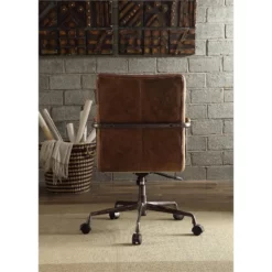 Bowery Hill Leather Swivel Office Chair With Armrests In Retro Brown -CYMAX Sales 1865917 9 L