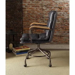 Bowery Hill Leather Swivel Office Chair In Vintage Blue -CYMAX Sales 1865920 3 L